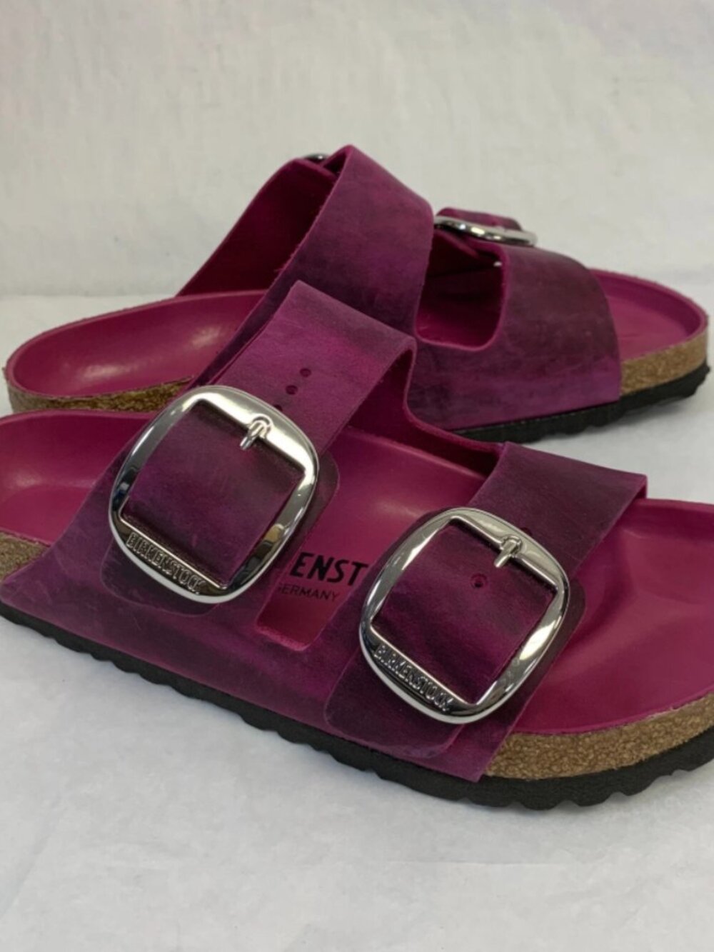 Birkenstock Arizona Big Buckle Fuchsia Oiled Leather Exquisite Footbed Regular - Picture 2 of 5